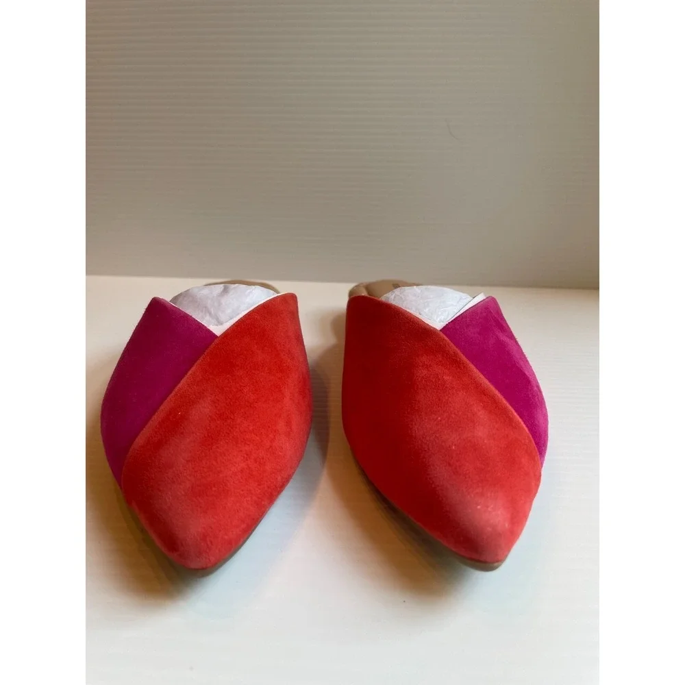 Birdies The Swan Slides Flats in Fruit Punch Leather Pointed Toe Mule 6 NIB